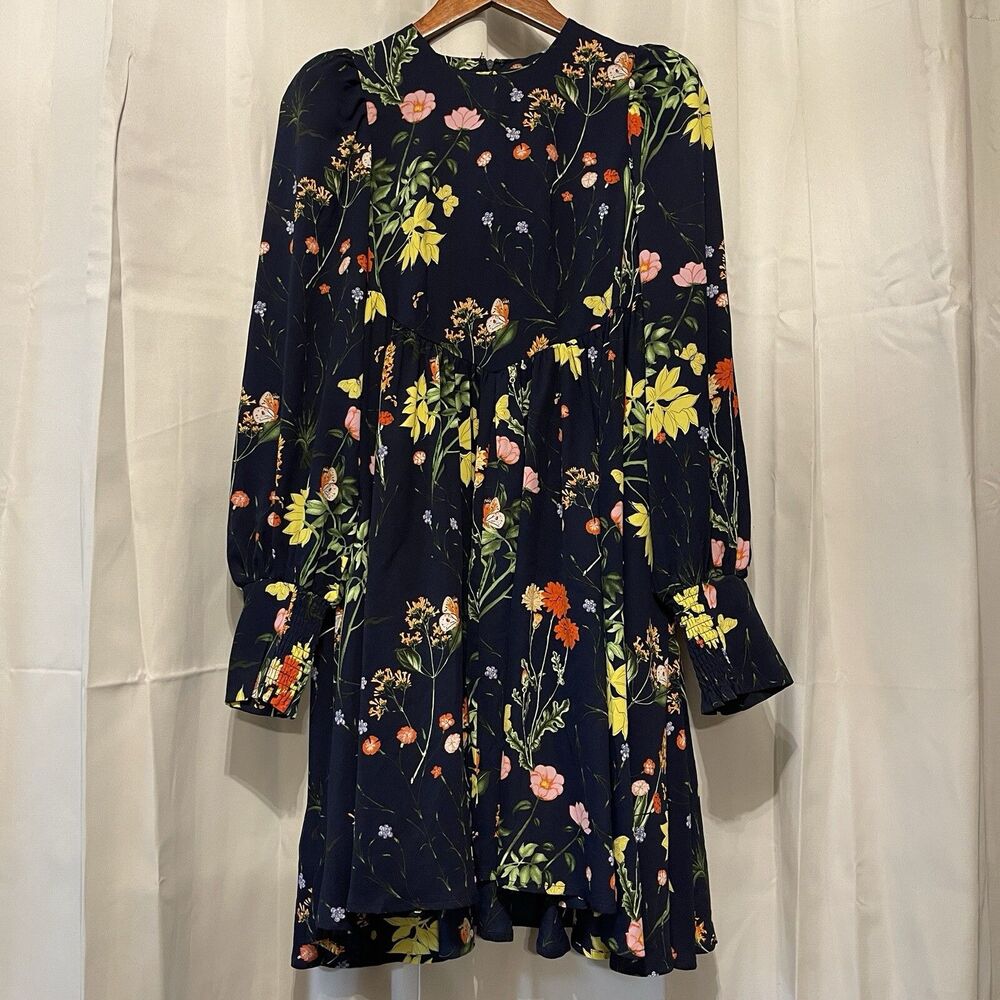 Pomander Place Spencer Wildflower Mini Swing Dress Blue Floral Size XS